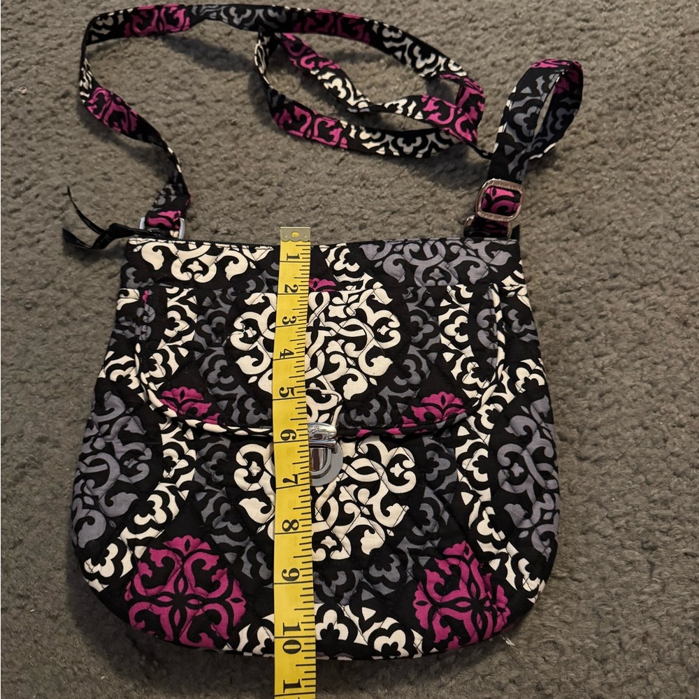 Vera Bradley Black and Pink Crossbody Bag with Adjustable Strap